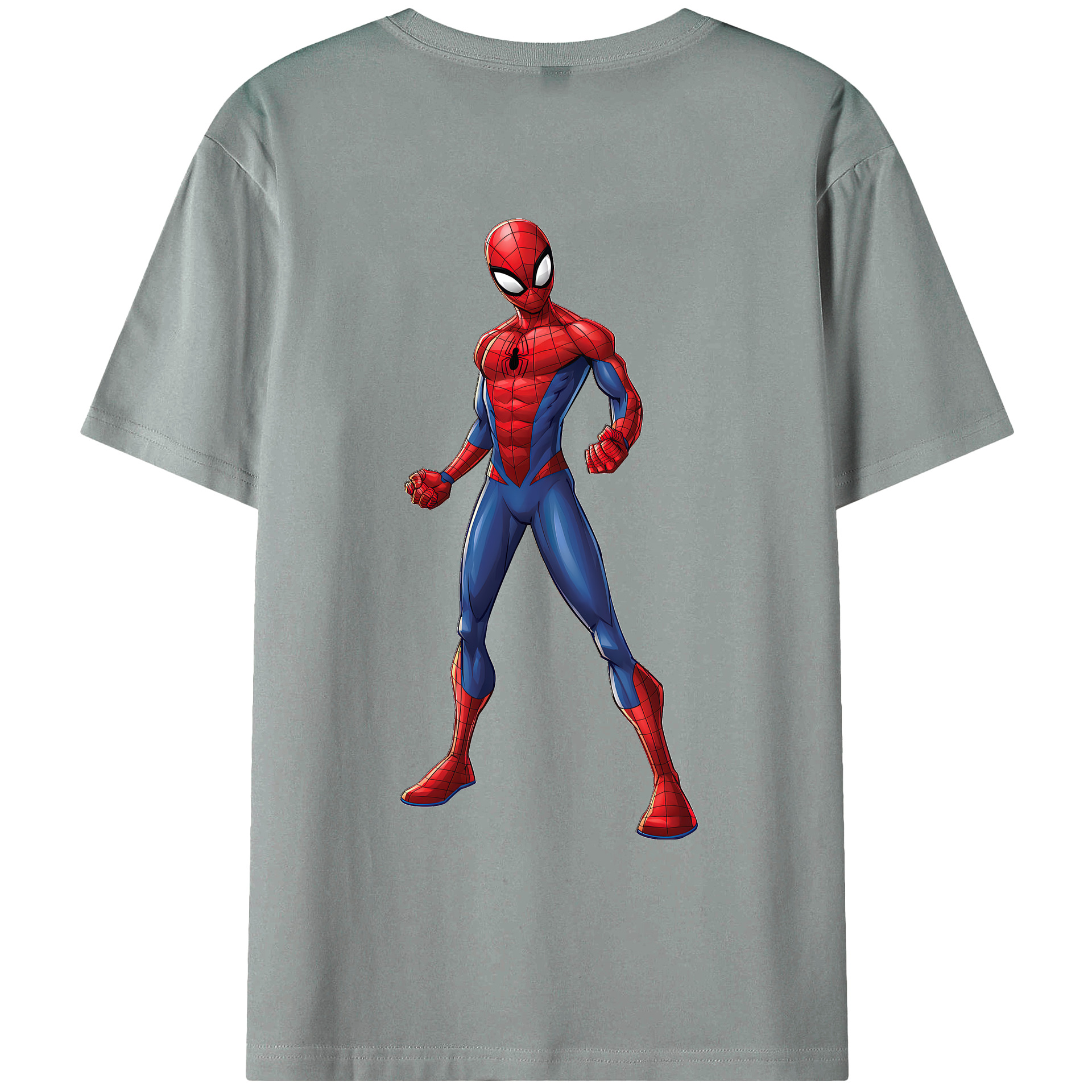 （画像用） Spider Man スパイダーマン 綿100％ メンズ半袖Tシャツ（バックプリント） 通気性